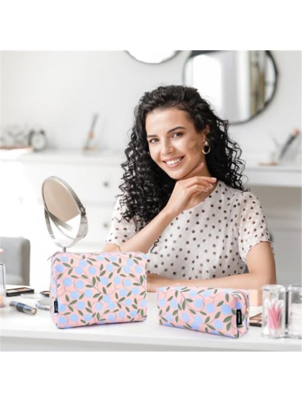 2PCS Makeup Bag for Women, Cosmetic Bag Set, Portable Travel Makeup Bag - Picture 2 of 6